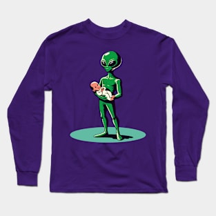 Alien carrying a human baby Long Sleeve T-Shirt